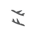 Plane landing, takeoff vector icon symbol isolated on white background Royalty Free Stock Photo