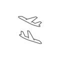 Plane landing, takeoff vector icon symbol isolated on white background Royalty Free Stock Photo