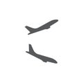 Plane landing, takeoff vector icon symbol isolated on white background