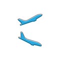 Plane landing, takeoff vector icon symbol isolated on white background Royalty Free Stock Photo