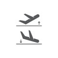 Plane landing, takeoff vector icon symbol isolated on white background Royalty Free Stock Photo