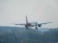 Plane landing at ZÃÂ¼rich Airport Switzerland Royalty Free Stock Photo