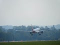 Plane landing at ZÃÂ¼rich Airport Switzerland Royalty Free Stock Photo