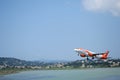 Plane leaving corfu island Royalty Free Stock Photo