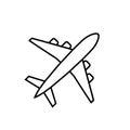 Plane line icon, airplane symbol in flat style