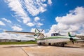 The plane made artificial rain Royalty Free Stock Photo