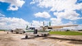 The plane made artificial rain Royalty Free Stock Photo