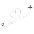 Plane make heart with line in the sky. Celebration Valentines day. Pointer Royalty Free Stock Photo