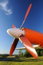 Plane Motor with red Propeller Royalty Free Stock Photo