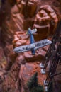 The plane between mountains landscape texture arid blue