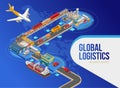 Plane near scheme of global logistics