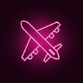 plane neon icon. Elements of turizm set. Simple icon for websites, web design, mobile app, info graphics Royalty Free Stock Photo