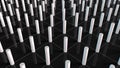 Plane with numerous repeating cylinders. Isometric background with dynamic effect. Computer generated 3d rendering Royalty Free Stock Photo