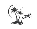 plane with palms icon logo of travel and travel agency vector
