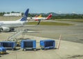 Plane Parked at Airport in Medellin Royalty Free Stock Photo