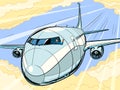 The plane is a passenger liner. Travel and air transportation