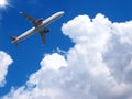 The plane passing through clouds Royalty Free Stock Photo