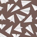 Plane pattern. Travel concept with origami style aircraft transport simple sky paper avia vector seamless background