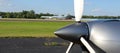 Plane propeller with jet in background in Michigan Royalty Free Stock Photo