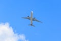 Plane prepare landing on blue sky Royalty Free Stock Photo