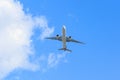 Plane prepare landing on blue sky Royalty Free Stock Photo