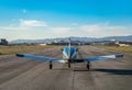 Plane prepared before taking off on the Sabadell airport runway Royalty Free Stock Photo