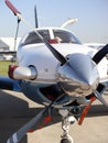 Plane with propeller closeup. the blades of the aircraft. Royalty Free Stock Photo