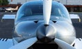 Plane propeller with jet in background in Michigan Royalty Free Stock Photo