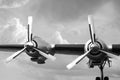Plane Propellers in BW against sky