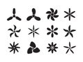 Plane propellers. Motion symbols jet aviation powerful icons ventilator circles vector badges collection