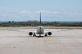 Plane ready for departure at the airport of Barcelona Royalty Free Stock Photo