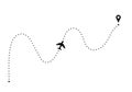 Plane route with point of departure and arrival.