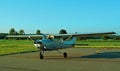 plane on the runway parked cessna 150 Royalty Free Stock Photo