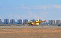 Aircraft Landing - Propeller Plane Touching Down Royalty Free Stock Photo