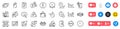 Plane, Safe time and Timer line icons pack. For web app. Social media icons. Vector