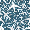 Plane seamless pattern vector aircraft airplane jet flight transportation flying to airport illustration aviation