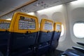 Plane seats with safety instructions