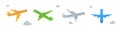 Plane set. Air transport. Passenger airplanes silhouette. Vector illustration.