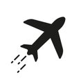 Plane Silhouette Icon. Cargo, Fly Aircraft, Business Jet Glyph Pictogram. Travel By Airplane Sign. Shipping and Royalty Free Stock Photo