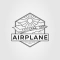 Plane in the sky or airplane or aircraft logo vector illustration design Royalty Free Stock Photo