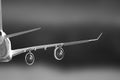 plane in the sky flight travel transport airplane background black white Royalty Free Stock Photo