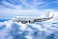 Plane in sky, Passenger commercial plane flying above the clouds ,concept of fast travel, vacation and business Royalty Free Stock Photo