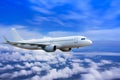 plane in the sky, Passenger commercial plane flying above the clouds ,concept of fast travel Royalty Free Stock Photo