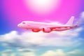 plane in the sky, Passenger commercial plane flying above the clouds ,concept of fast travel, vacation and business Royalty Free Stock Photo