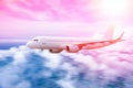 plane in the sky, Passenger commercial plane flying above the clouds ,concept of fast travel, vacation and business Royalty Free Stock Photo