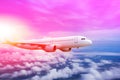 plane in the sky, Passenger commercial plane flying above the clouds ,concept of fast travel, vacation and business Royalty Free Stock Photo