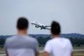 Plane spotters watching planes