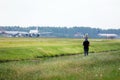 Plane spotters watching planes at Polderbaan, Amsterdam Airport Schiphol