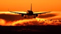Plane spotting at Otopeni airport during sunset with red sky