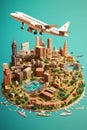 globe global plane travel city map concept earth illustration europa. Generative AI.